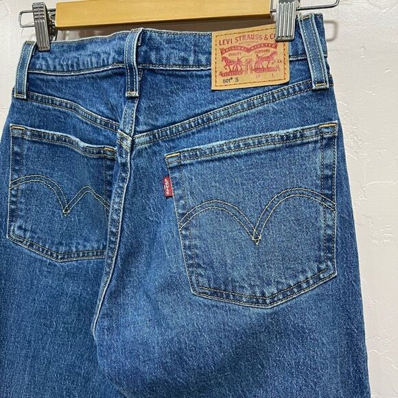 Levi's 501® Ripped Button Fly Straight Leg Jeans 25x28 - Picture 5 of 7